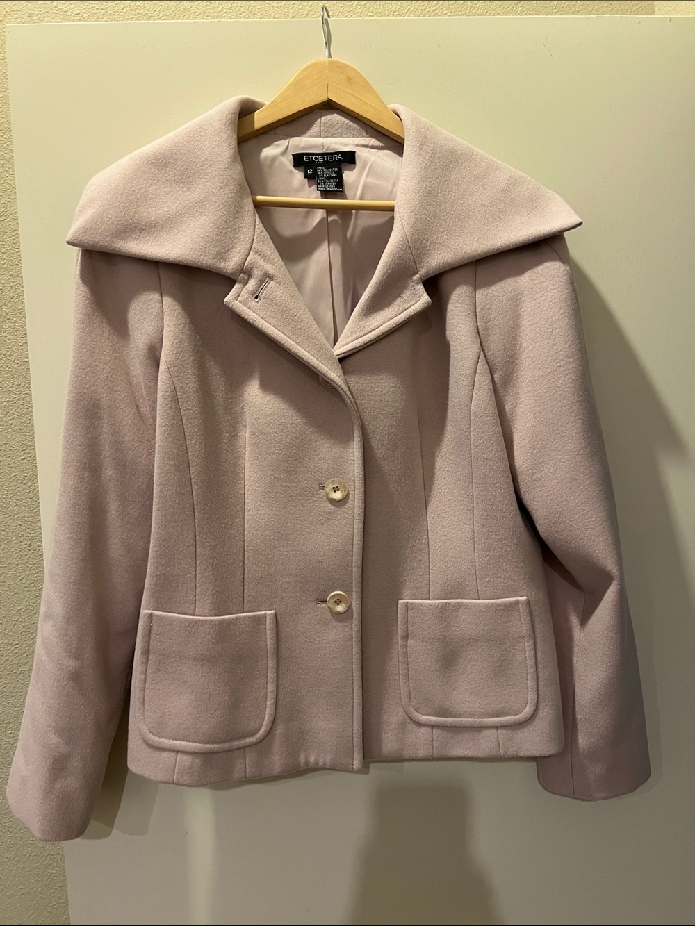 Etcetera Pale Pink Wool-Blend Blazer Jacket